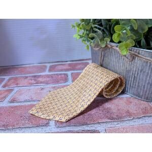 Lauren Ralph Lauren Golf Club All Over Print Silk Necktie Hand Finished Yellow